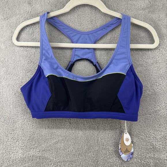 Prana Swim Set Women L Blue Isma Top Racer Back Padded Rai Swim Short New - Picture 2 of 14